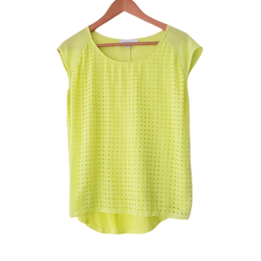 OLIVE & OAK Yellow Circle Cut-Out T-Shirt Top